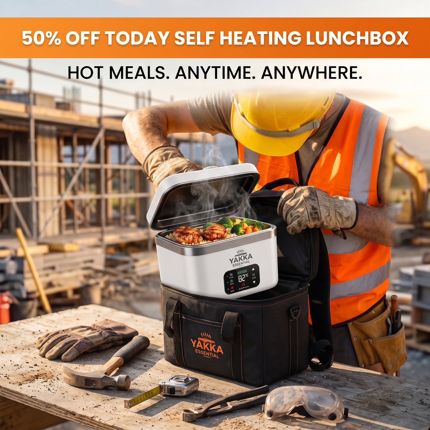 YAKKA Self-Heating Lunch Box - Portable Food Warmer (Upto 1.2 L)