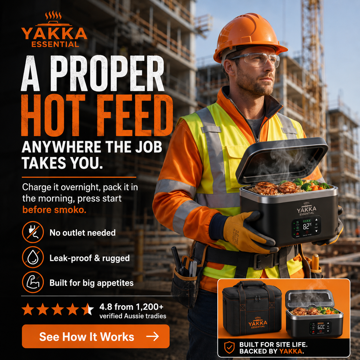 YAKKA Self-Heating Lunch Box - Portable Food Warmer (Upto 1.2 L) (Copy)