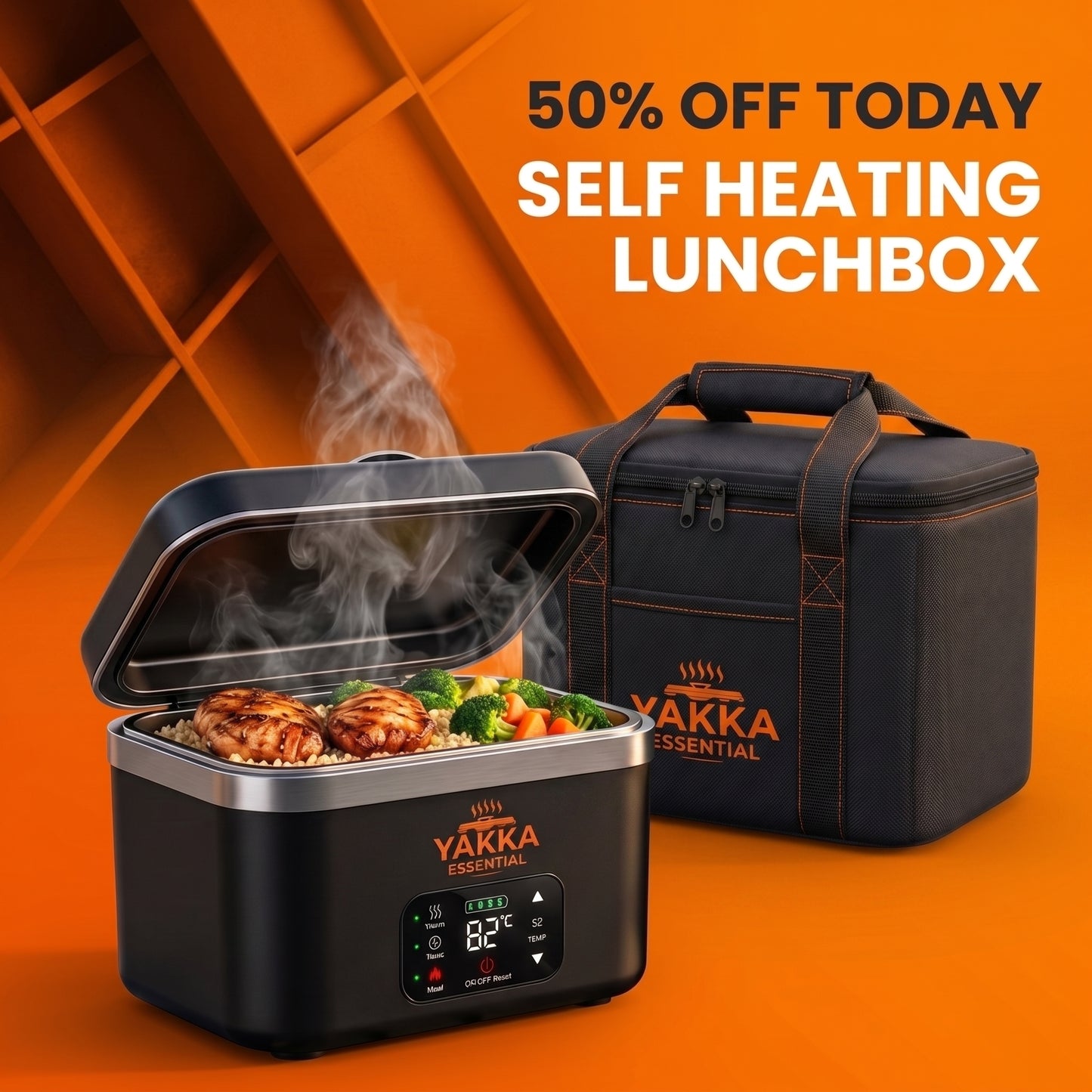 YAKKA Self-Heating Lunch Box - Portable Food Warmer (Upto 1.2 L)